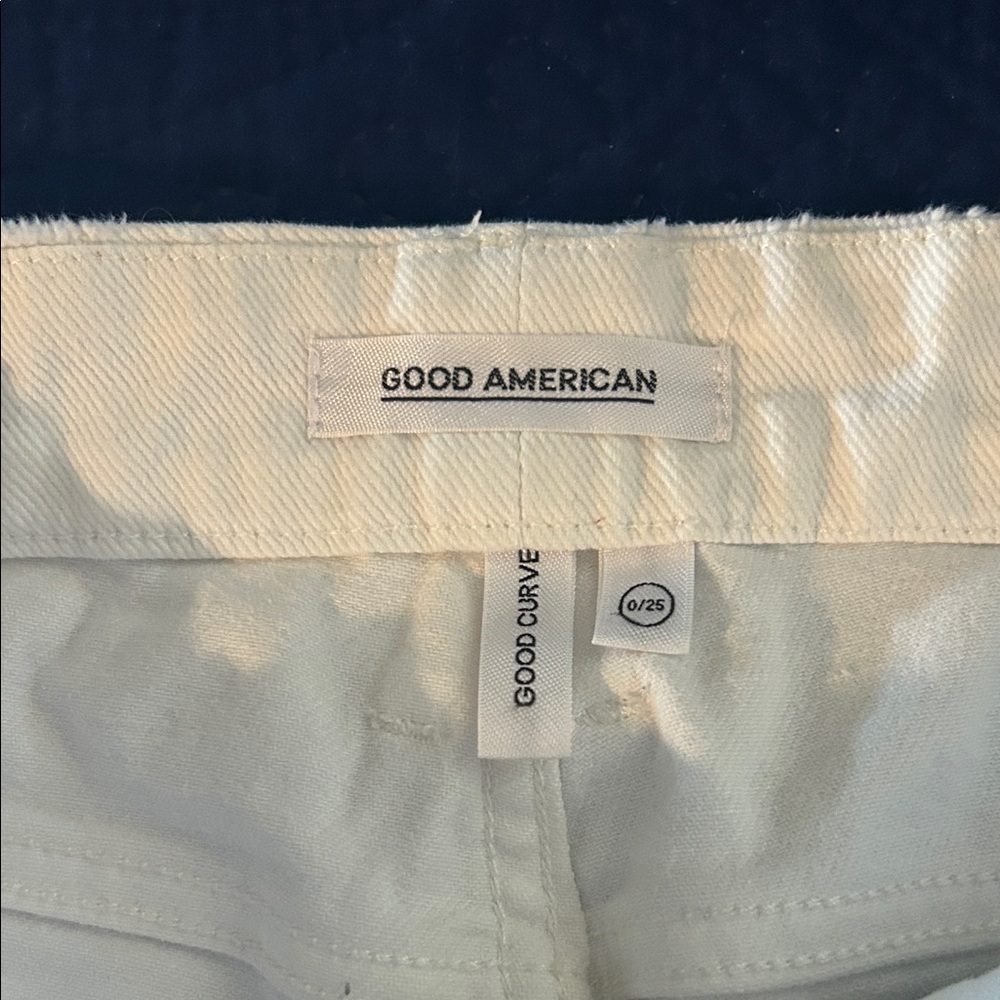 Good American White Straight Leg Jeans with Raw Hem - Picture 6 of 8